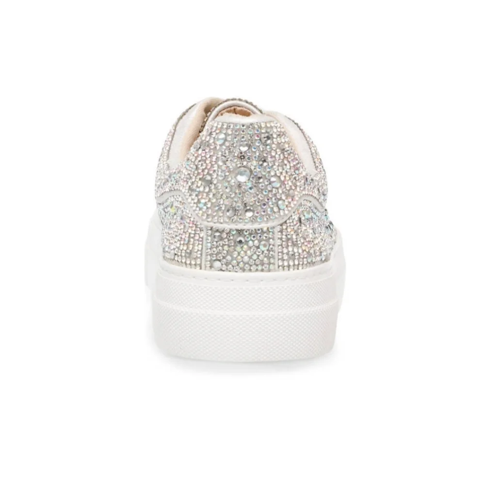 💎 Betsey Johnson Sidny Rhinestone Platform Sneakers Size 7 - Picture 4 of 12